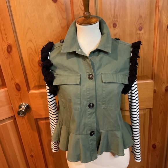 🦃 2/$20 NWOT Anthropologie English Factory Multi-Media Peplumed Jacket Size XS - Picture 2 of 9